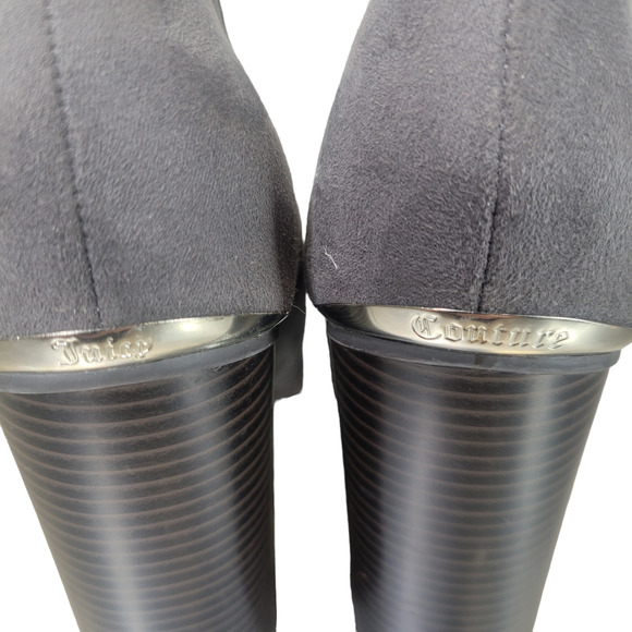 Juicy Couture Gray‎ Suede Platform Chunky Ankle Booties Size 10 Medium - Picture 1 of 12